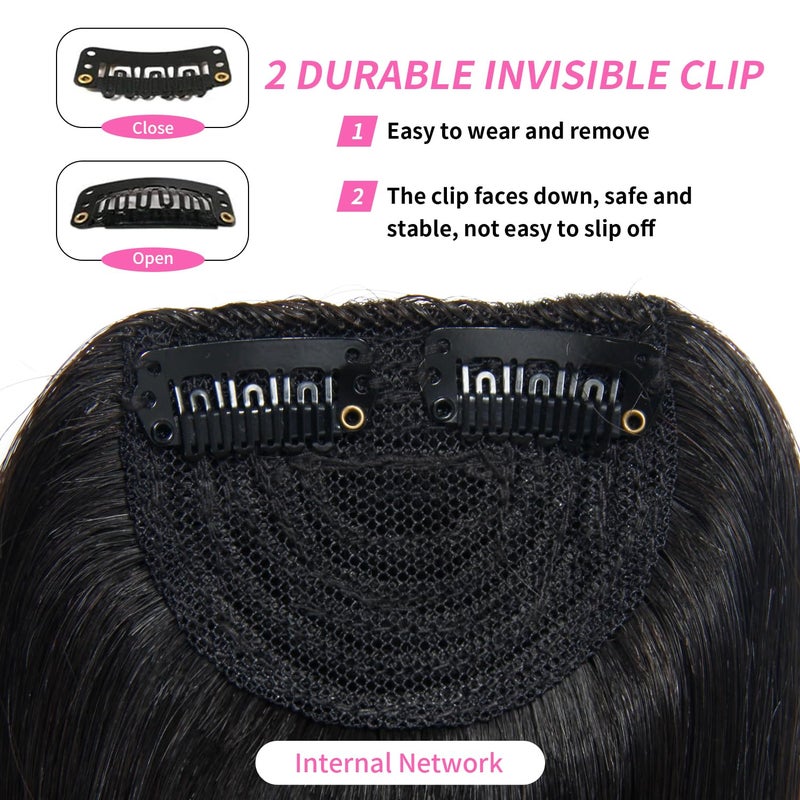 Dsoar Thick Side Bang Clip in Bangs Real Human Hair Bang Natural Clip on Side Bangs Straight Fringe Hair Extensions(Natural Color,with Temples) - Image 5