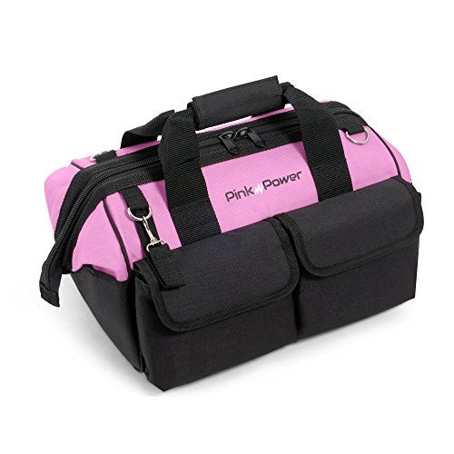 Pink Power Pink Tool Bag for Women -16" Tool Tote Bag w/ 22 Storage Pockets - Womens Small ToolBag Ladies ToolBox for Hand Tools, Power Kits & More - Womens Zipper Toolbag Caddy Organizer - Image 5