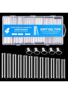 Dudjndjd 240Pcs No C Curve Square Nail Tips, Xxxl Half Cover Clear Nail Tips For Acrylic Nails, 3Xl Straight Tapered Square Fake Nail Tips Set, 12 Sizes Flattened Acrylic Nail Tips For Nail Salons And Diy  - Image 1