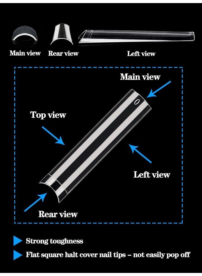 Dudjndjd 240Pcs No C Curve Square Nail Tips, Xxxl Half Cover Clear Nail Tips For Acrylic Nails, 3Xl Straight Tapered Square Fake Nail Tips Set, 12 Sizes Flattened Acrylic Nail Tips For Nail Salons And Diy - Image 3