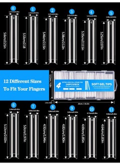 Dudjndjd 240Pcs No C Curve Square Nail Tips, Xxxl Half Cover Clear Nail Tips For Acrylic Nails, 3Xl Straight Tapered Square Fake Nail Tips Set, 12 Sizes Flattened Acrylic Nail Tips For Nail Salons And Diy  - Image 4