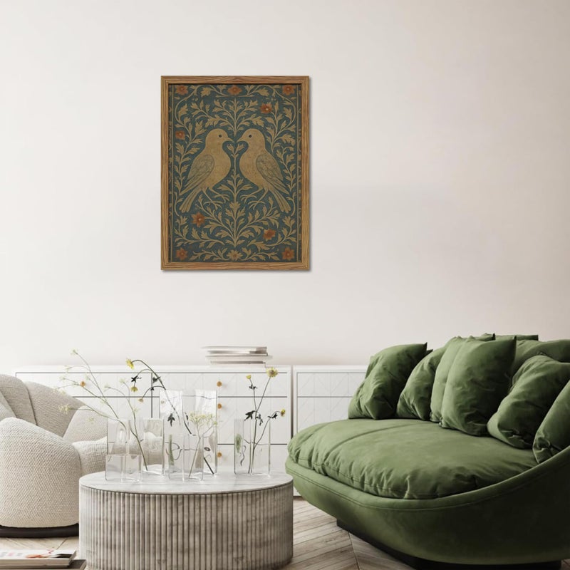 AKWISH Framed Lovebirds Canvas Wall Art, Vintage Botanical Blue Rustic Wall Decor, Farmhouse Birds Botanical Pictures Prints, Nature Painting Artwork Aesthetic for Living Room Bedroom â€“ 8x10 inch - Image 4