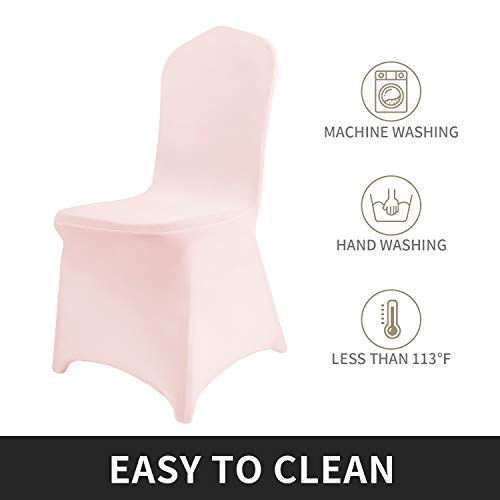 Peomeise 12pcs Stretch Spandex Chair Cover for Wedding Party Dining Banquet Event (Blush Pink, 12) - Image 3