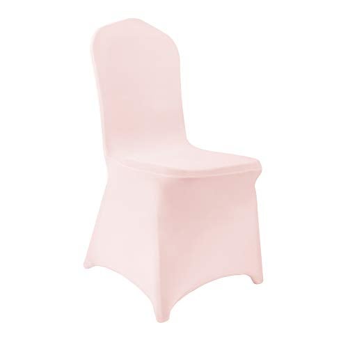 Peomeise 12pcs Stretch Spandex Chair Cover for Wedding Party Dining Banquet Event (Blush Pink, 12) - Image 1