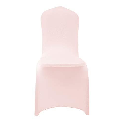 Peomeise 12pcs Stretch Spandex Chair Cover for Wedding Party Dining Banquet Event (Blush Pink, 12) - Image 2