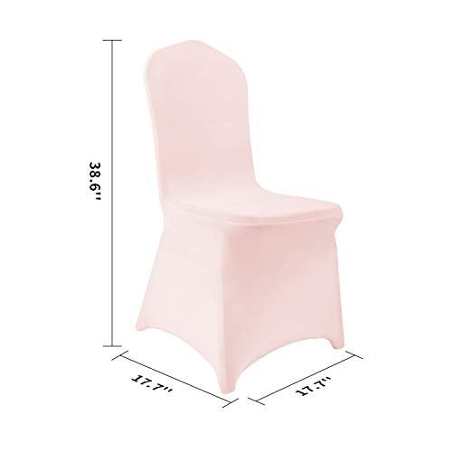 Peomeise 12pcs Stretch Spandex Chair Cover for Wedding Party Dining Banquet Event (Blush Pink, 12) - Image 4