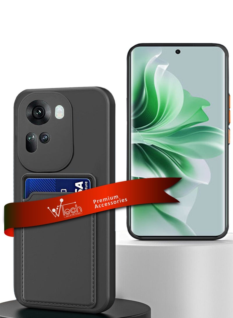 Wtech Silicone TPU With Card Holder Case Cover For Oppo Reno11 5G 2024 Black - Image 1