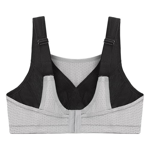 Glamorise Full Figure Plus Size Custom Control Sports Bra Wirefree #1166 Black/Grey 38G - Image 4