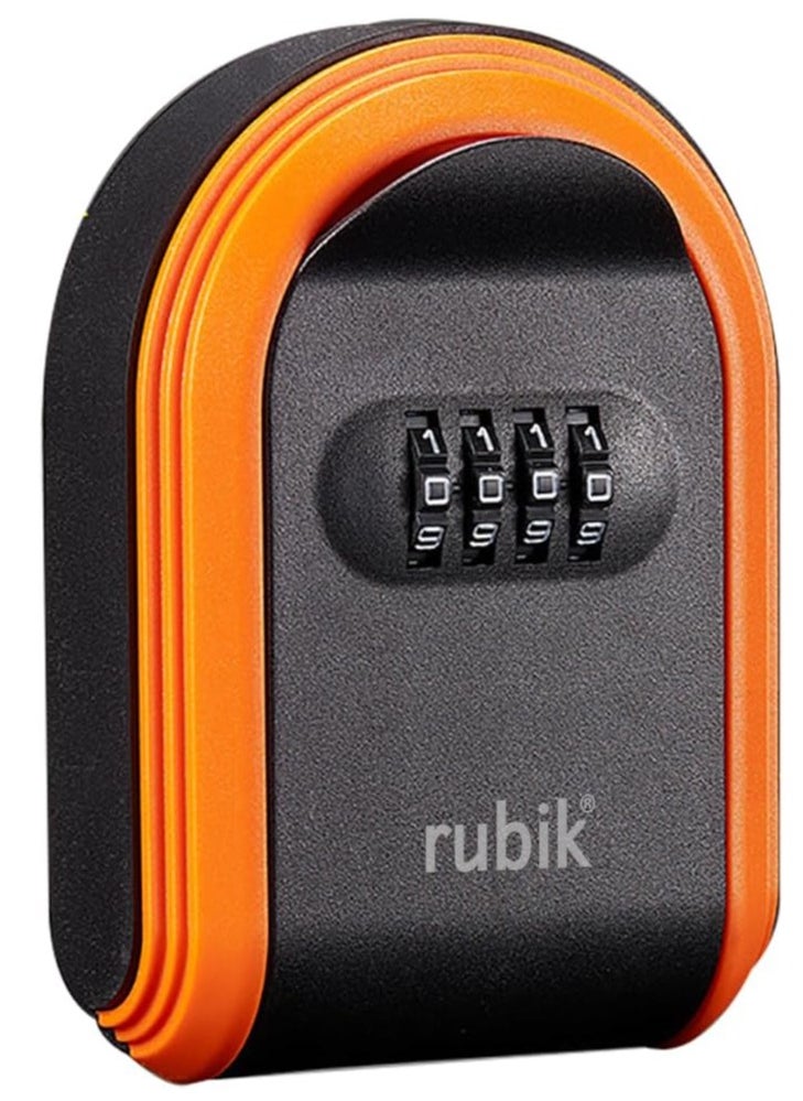 Rubik Key Storage Safe Box, Wall Mounted 4 Digits Combination Lock Box for Outdoor and Indoor Home Hotel Office (Orange)  - Image 2
