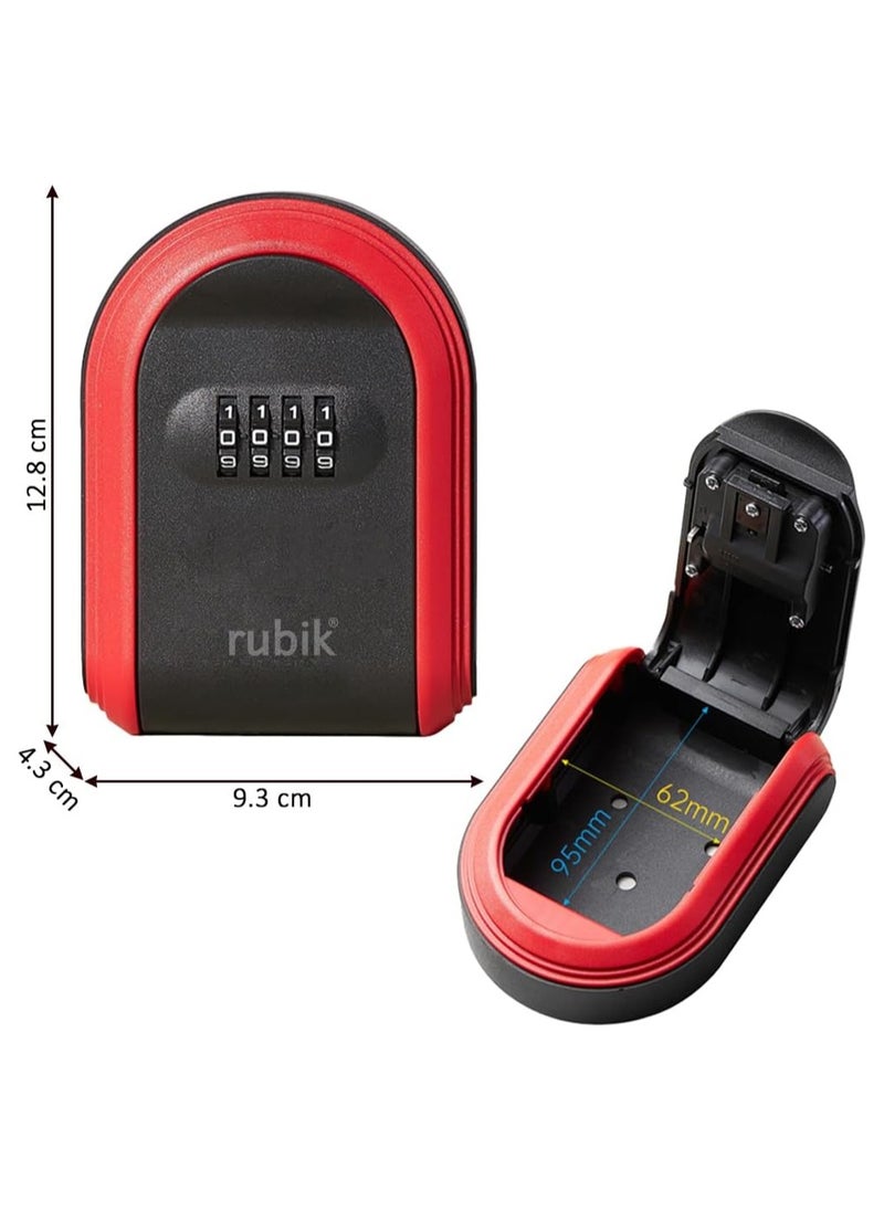Rubik Key Storage Safe Box, Wall Mounted 4 Digits Combination Lock Box for Outdoor and Indoor Home Hotel Office (Orange)  - Image 3