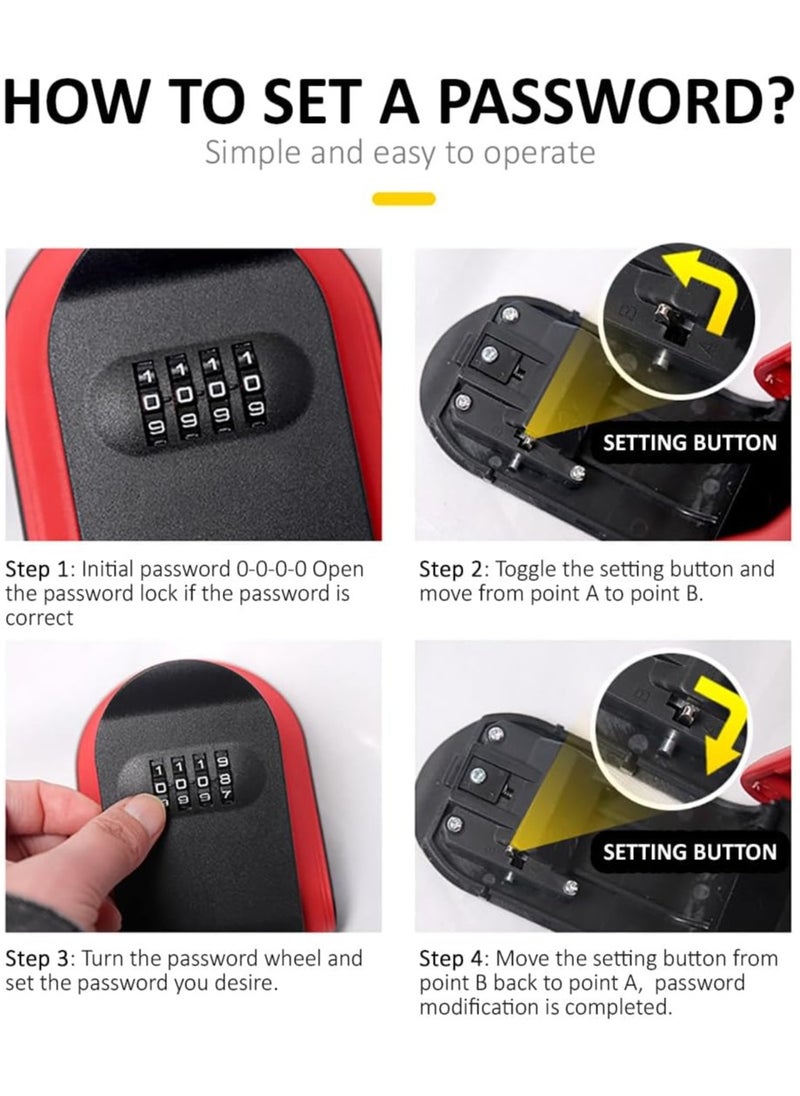 Rubik Key Storage Safe Box, Wall Mounted 4 Digits Combination Lock Box for Outdoor and Indoor Home Hotel Office (Orange)  - Image 4