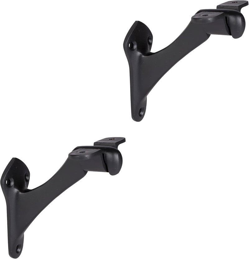 A29 Set of 2 Handrail Brackets, Heavy Duty Metal Railing Brackets, Banister Handrail Brackets for Indoor Stairs, Outdoor, Railholders- Mounting Hardware Included, Black Powder Coat, - Image 1