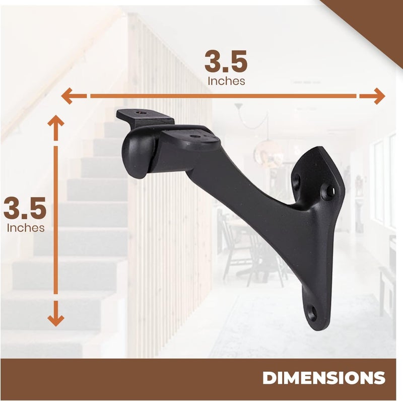 A29 Set of 2 Handrail Brackets, Heavy Duty Metal Railing Brackets, Banister Handrail Brackets for Indoor Stairs, Outdoor, Railholders- Mounting Hardware Included, Black Powder Coat, - Image 3
