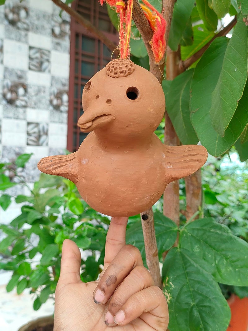 RUKDA Handmade Home & Garden Decor Terracotta Hanging Clay Bird Showpiece & Figurine | Charming Home Decorative Animal Figure Statue - 16x15x12 cm (Brown) - Image 2