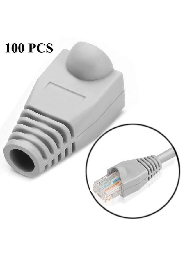BURAQ Network Cable Boots Cap Cover for RJ45, Grey (100 pcs in one packaging , the price is for 100 pcs)(Grey) - Image 1