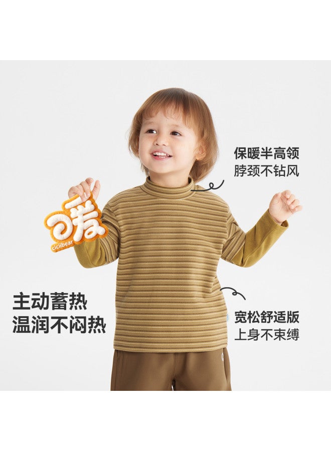 Far Infrared Heating] Baby Casual Base Layer Winter Warm Clothes Boys T-shirt Long Sleeve Top Girls Version - Image 3