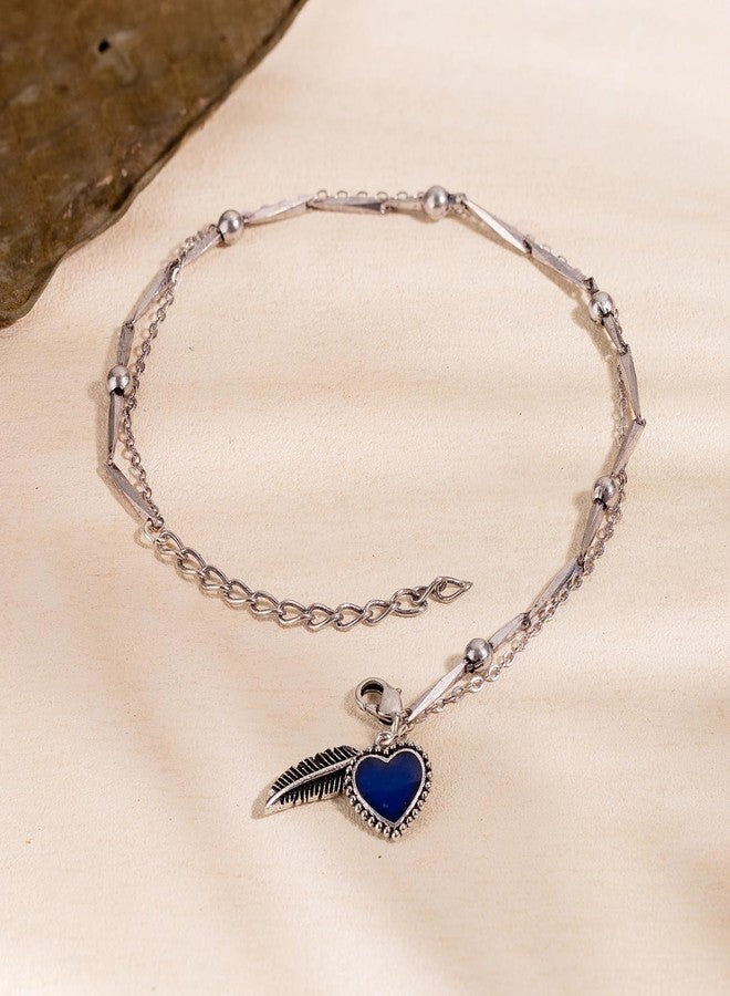 VOYLLA Boho Tribe Feathers Of Love Oxidised Anklet For Women, Women Links Anklets, Gift For Her, Women's Gift, For Sister, For Lover, For Girlfriend, For Wife, Summer, Travel, Casual - Image 2
