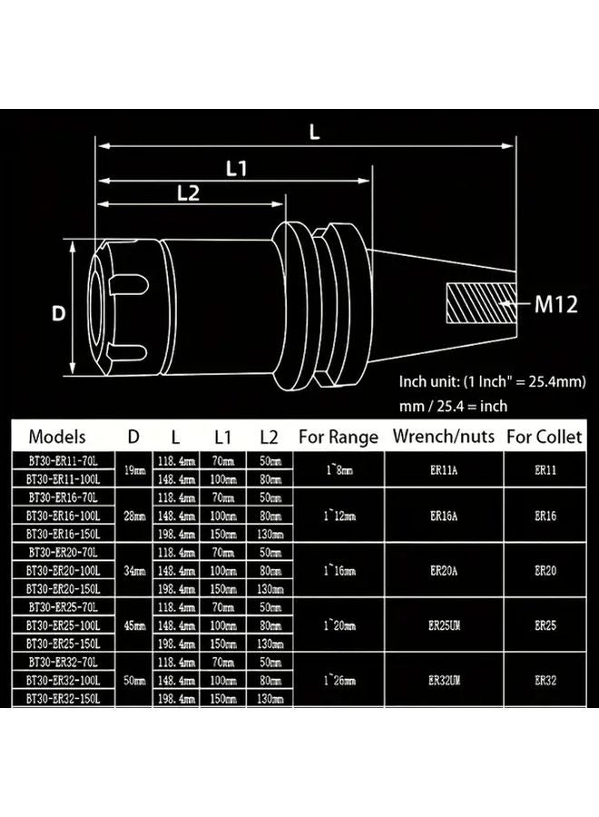 BT30 ER16 70mm Shank And ER16 Collet Set 2 Pcs CNC Tool Holder - Image 4