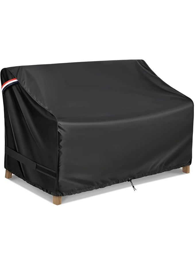 Waterproof Outdoor Loveseat Cover 52×35×35 Inch - 420D Oxford Fabric, All-Weather Patio Sofa Protector with Way Air Vents & Windproof Straps, Sunproof Black - Image 1