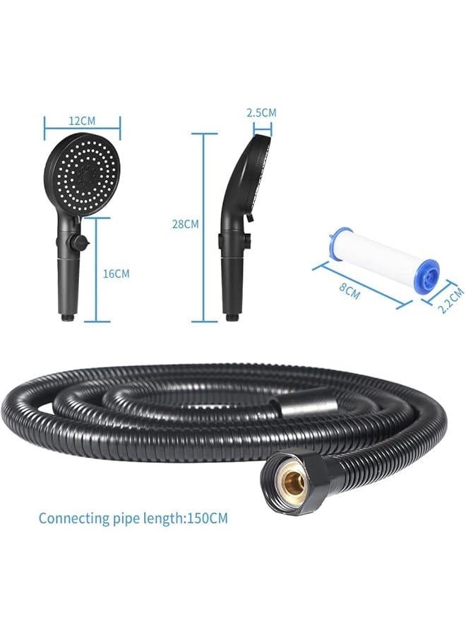 هوكور رأس دش بالضغط العالي، ينقي الماء ويزيل الكلور، رأس دش يمنع تساقط الشعر، دش محمول مع مفتاح إيقاف مؤقت، 5 إعدادات للرش، سهل التركيب - Image 2