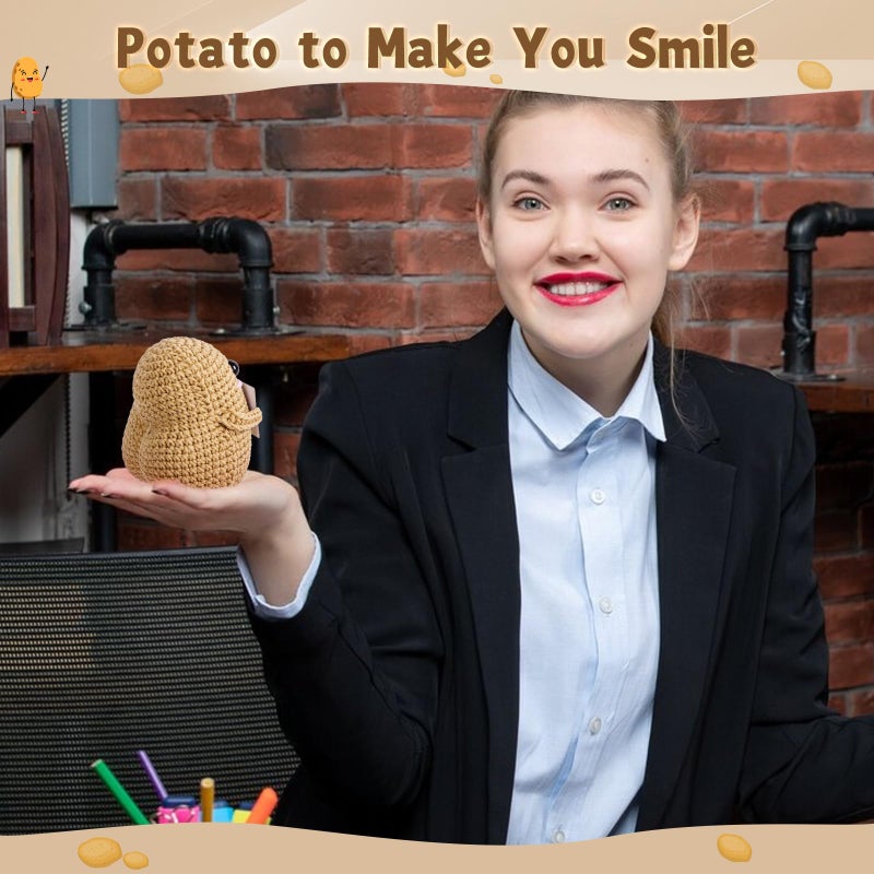 COZYMATE Crocheted Potato with Affirmations Cards Emotional Crochet Support Positive Energy Gifts for Women Friends Christmas Gag Gift (Lightbrown, 1P) - Image 4