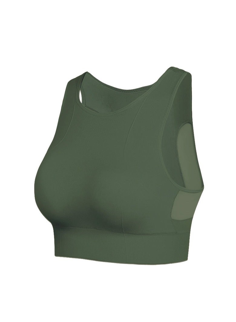 AROAQ Full Coverage Longline Sports Bra, Shockproof Fitness Yoga Running Sports Bra,  Seamless Quick-drying Medium Impact Push Up Tank Top For Yoga Gym Workout, (Size XL, Green) - Image 1
