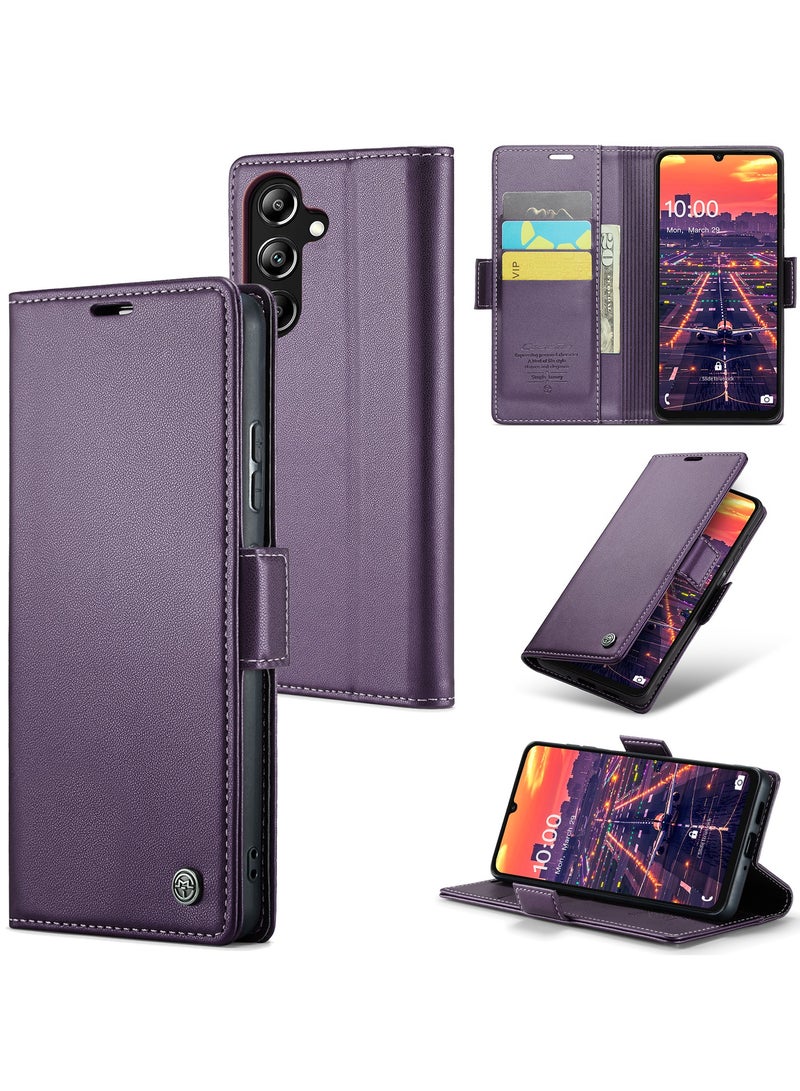 CaseMe Phone Case Luxury PU Leather Design Anti Fingerprint 023 Flip Cover Card Slot Holder Cover For Samsung Galaxy A16  (Purple) - Image 1