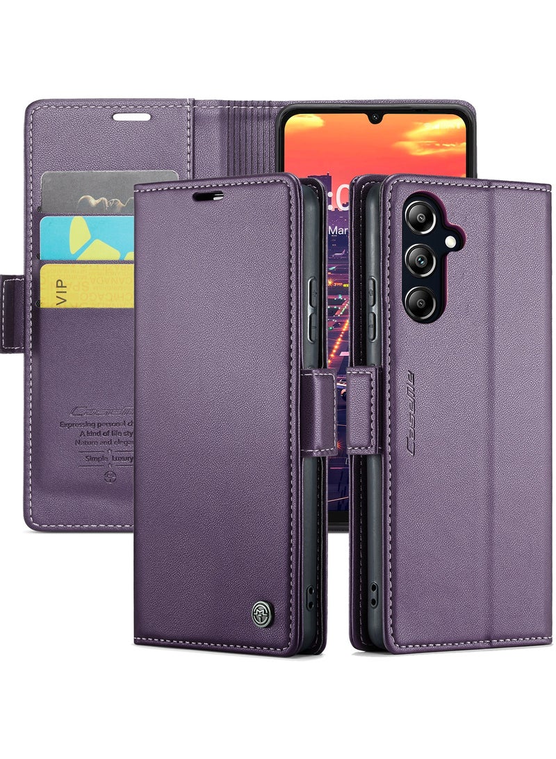 CaseMe Phone Case Luxury PU Leather Design Anti Fingerprint 023 Flip Cover Card Slot Holder Cover For Samsung Galaxy A16  (Purple) - Image 2