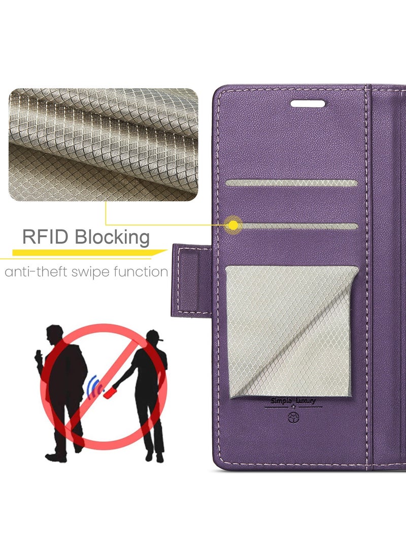 CaseMe Phone Case Luxury PU Leather Design Anti Fingerprint 023 Flip Cover Card Slot Holder Cover For Samsung Galaxy A16  (Purple) - Image 3