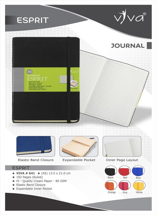 Viva ESPRIT � A5 Size � Expandable Inner Pocket Hard Bound Notebook with Elastic Band � 192 Pages � 80gsm Natural Shade Paper � Artificial PU Cover Material � Pack of 1 (Green) - Image 5