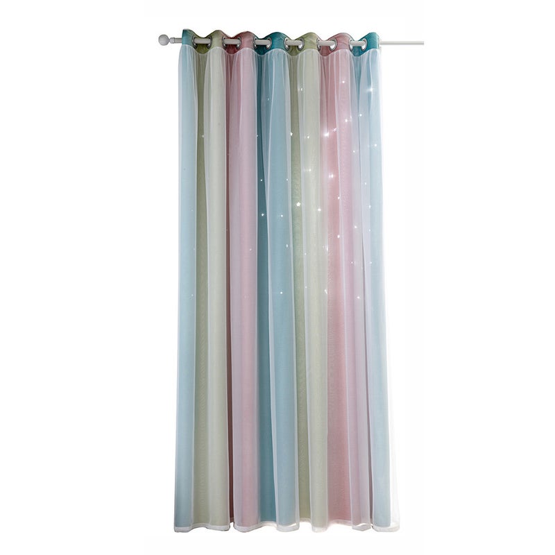 1PC Star Curtain Blackout High Precision Curtains for Kids Girls Bedroom Living Room Colorful Double Layer Star Window Curtains - Image 1