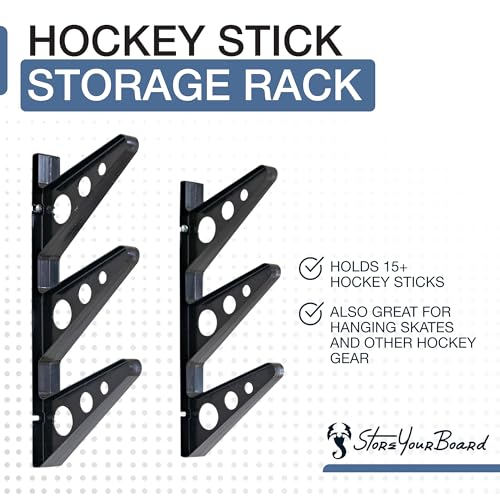 StoreYourBoard Hockey Stick Rack, Wall Mount Garage Storage for Sports Equipment, Skates, Lacrosse Sticks, 3 Tiers, Supports 40 lbs - Image 4