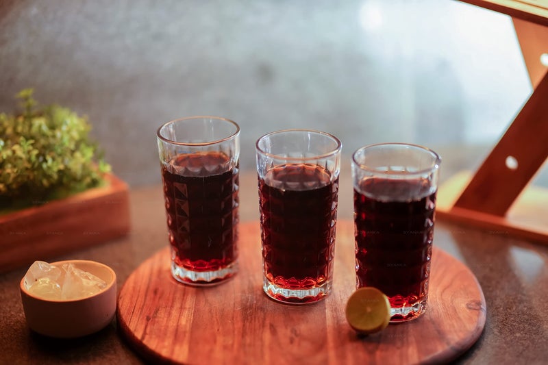 SYANKA Italian Premium Juice Glasses Set of 6, Transparent, 300ml, Diamond Design Highball Glasses for Drinking Juice, Water, and Cocktails - Image 3