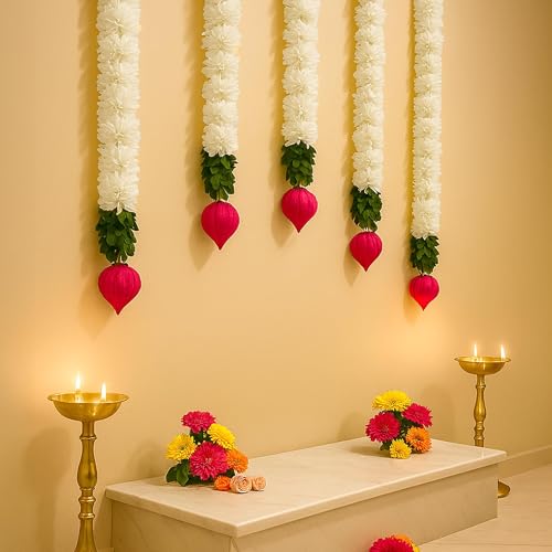 SpecialYou.in SpecialYou® Diwali Decoration for Home, Lotus Wall Hanging 3ft Each for Diwali Decor Items, Wall Decor Lotus Hanging for Home Decor, Pooja Room Decorations, Hanging for Home Decoration-5pcs - Image 5