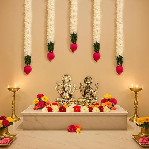 SpecialYou.in SpecialYou® Diwali Decoration for Home, Lotus Wall Hanging 3ft Each for Diwali Decor Items, Wall Decor Lotus Hanging for Home Decor, Pooja Room Decorations, Hanging for Home Decoration-5pcs - Image 1