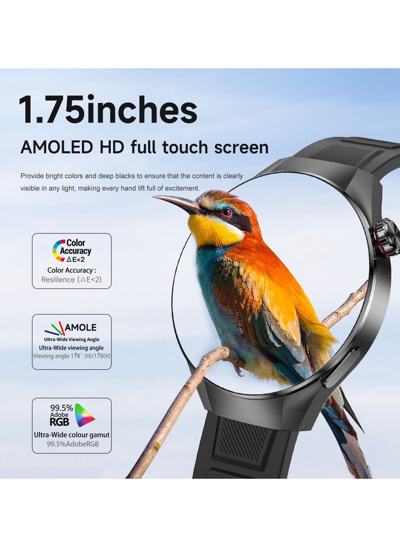 RollsTimi  Men's Smart Watch, 1.75-Inch HD Screen,400mAh  Large Capacity Battery, IP67 Waterproof, Bluetooth Calls, GPS Tracking, Fashion Business SmartWatch, G5PLUS Steel Band Silver - Image 3