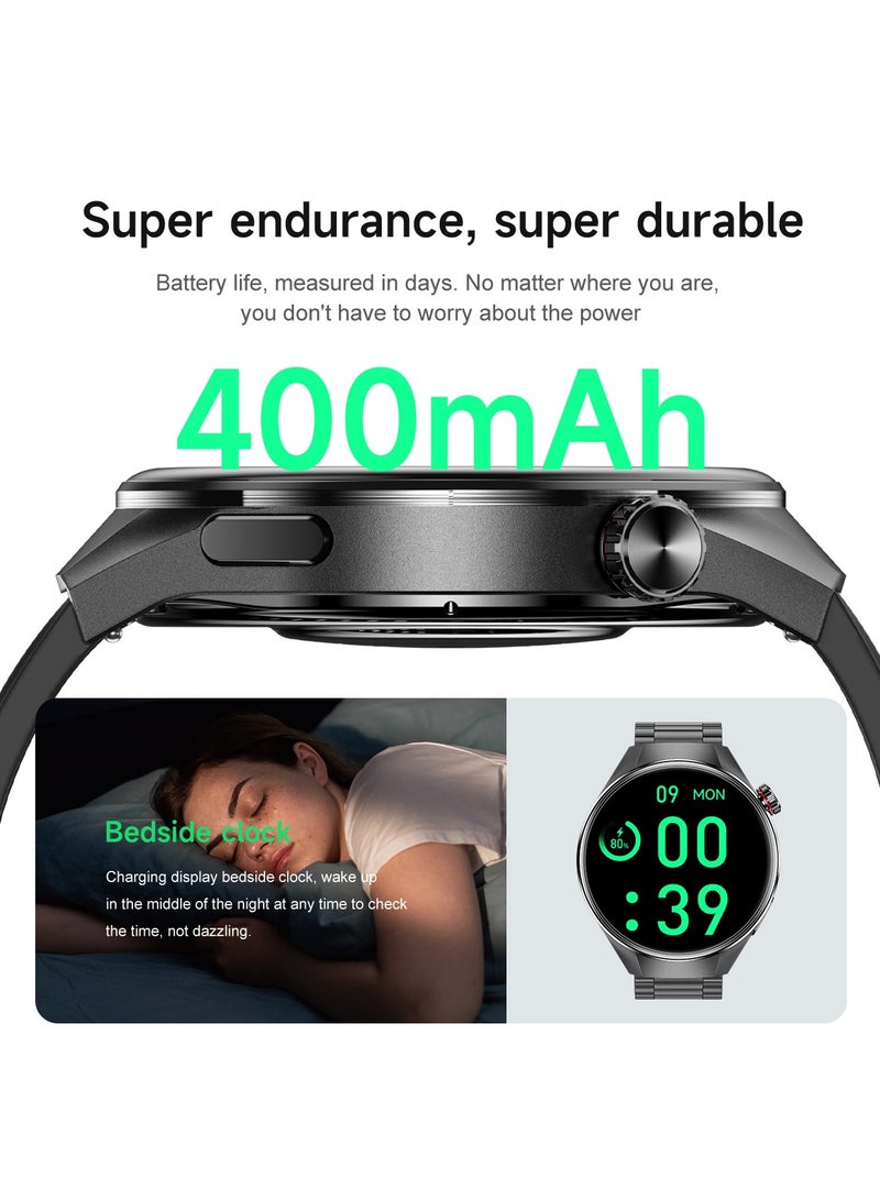 RollsTimi  Men's Smart Watch, 1.75-Inch HD Screen,400mAh  Large Capacity Battery, IP67 Waterproof, Bluetooth Calls, GPS Tracking, Fashion Business SmartWatch, G5PLUS Steel Band Silver - Image 4