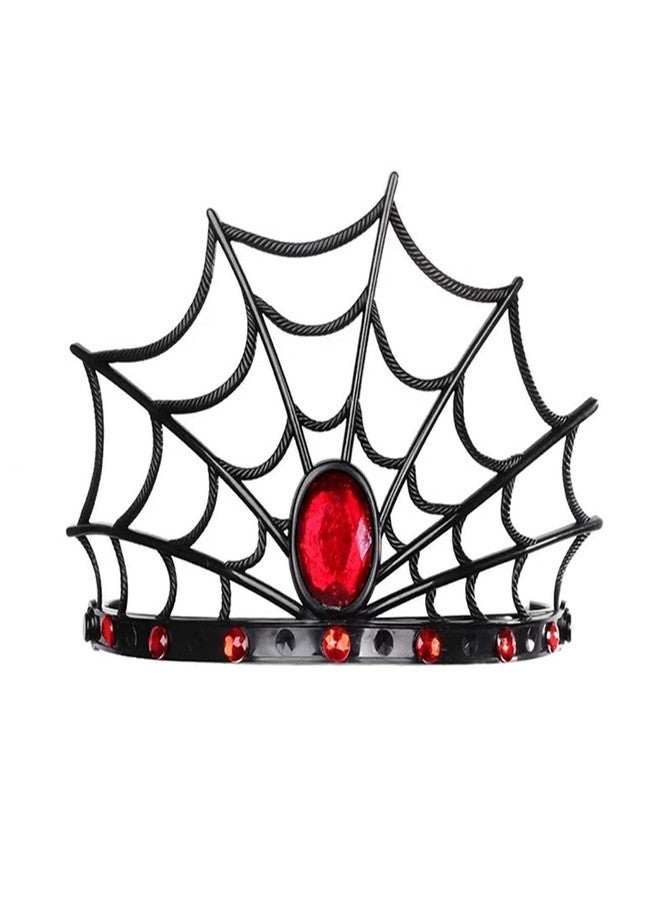 Dzrige Halloween Spider Web Headband,Spider Web Crown Headdress,Black Spider Web Hair Hoop with Red Rhinestones,Halloween Costume Accessories for Women Girls Cosplay - Image 1