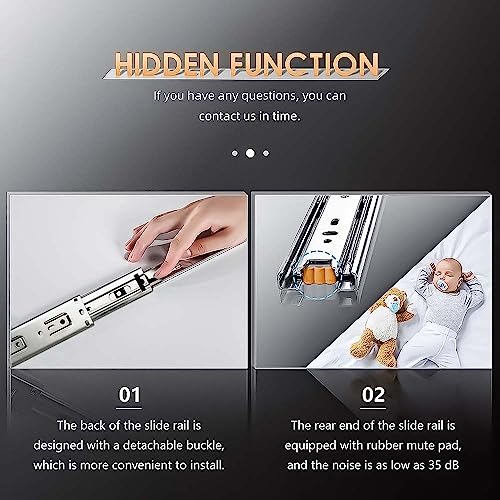 VOLO Heavy Duty Telescopic Drawer Slides – 10 Inch Full Extension Mild Steel Drawer Channels, QC Tested 500,000 Cycles, 48H Salt Spray Tested, 50 Kg Load Capacity, Silver | 1 Set (Pack of 2 Pieces) - Image 3