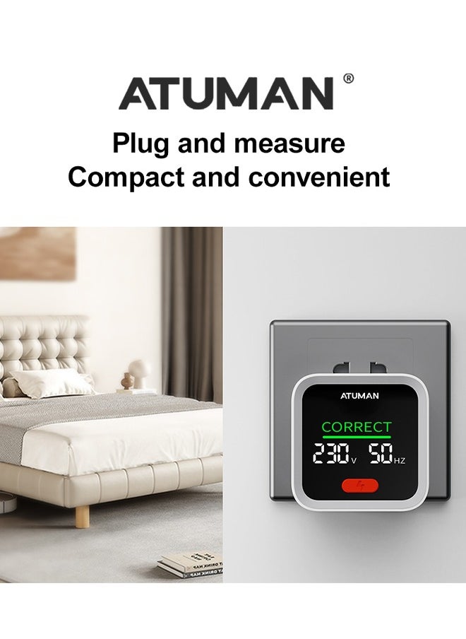 ATuMan ATuMan Outlet Tester with GFCI - with LCD Color Display, AC Voltage Socket Checker for Standard 3-Wire 120V Electrical Receptacles - Detects Common Wiring Problems  - Image 2