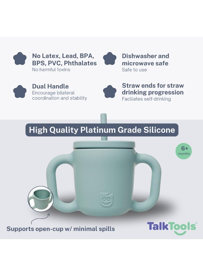 TalkTools ITSY Silicone Training Cup â€“ Mini Straw Cup for Baby - Anti Leak, Spill Proof and BPA Free Cup with Straw Insertion for Kids (Sage) - Image 2