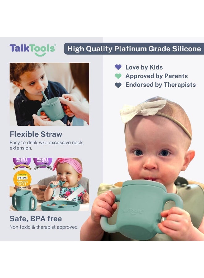 TalkTools ITSY Silicone Training Cup â€“ Mini Straw Cup for Baby - Anti Leak, Spill Proof and BPA Free Cup with Straw Insertion for Kids (Sage) - Image 4