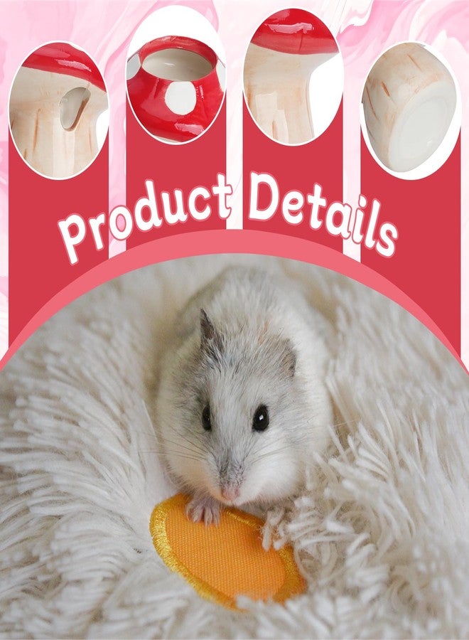 سايم زجاجة ماء للهامستر مع حامل سيراميك على شكل فطر - موزع مياه أوتوماتيكي للحيوانات الصغيرة، موزع مياه مقاوم للقضم للهامستر السوري القزم والفئران والجرذان - حامل مانع للتنقيط (أحمر، 60 مل) - Image 3