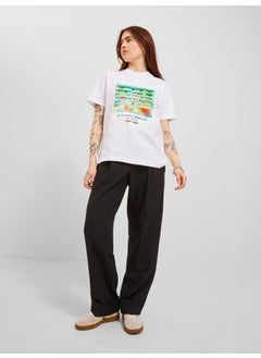 JJXX Crew Neck Regular Fit Printed White Women's T-Shirt 12241326  - Image 2