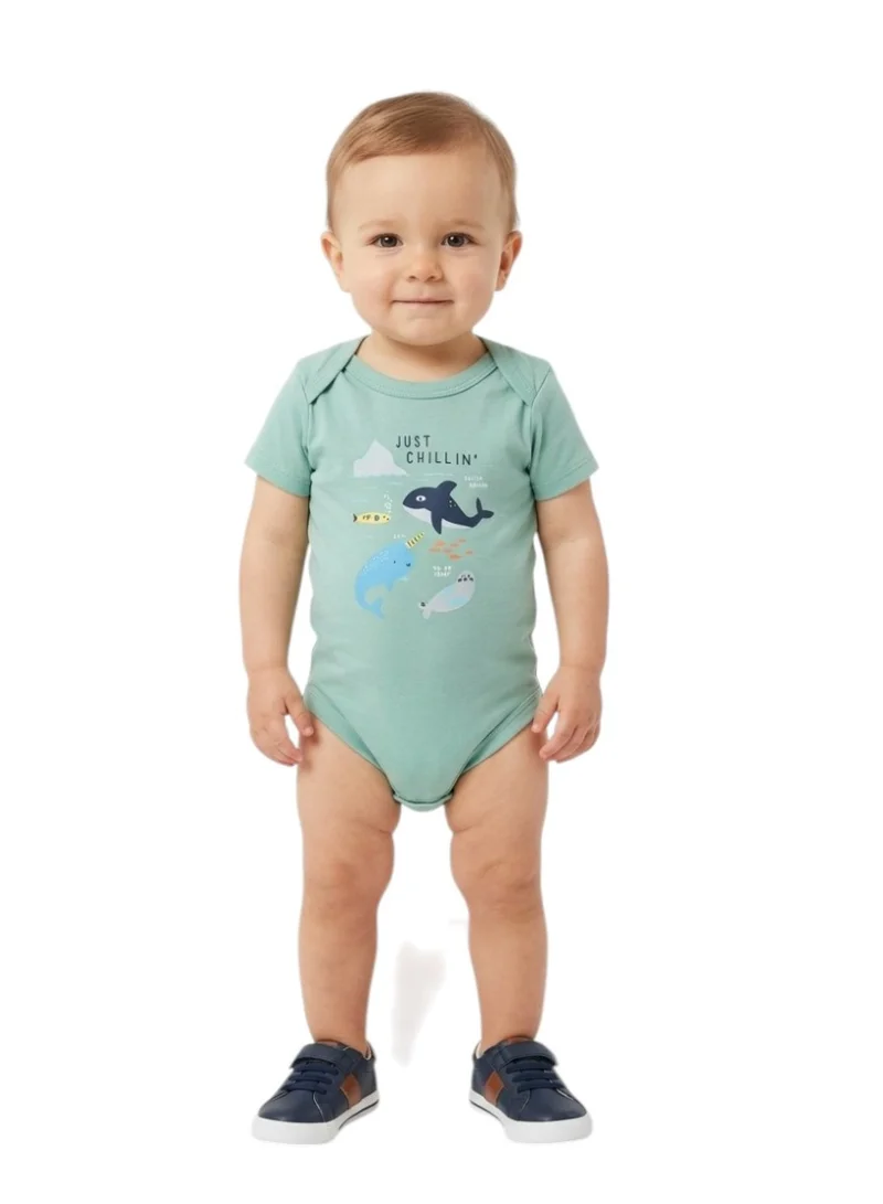 Bambimici Baby  Bodysuit Dolphin Short Sleeve  – 5-Piece Newborn Outfit