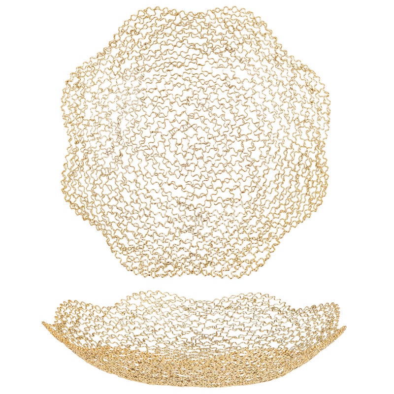IBWell Decorative Dish for Home Decor and Centerpieces - Gold Vegetable Fruit Bowl Basket(Large) for Kitchen Counterï¼Œ Table Centerpieces for Dining Room and Living Room Decor (Gold, Large) - Image 1