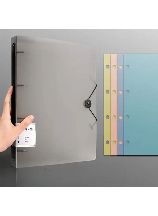 Transparent Black A4 Binder 4 Pocket Design Holds 200 Sheets For School Office - Image 5