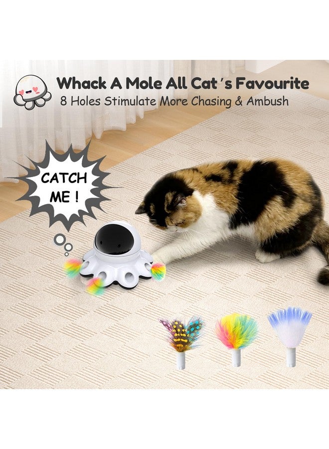 ORSDA Cat Laser Toy, 2-in-1 Interactive Automatic Motion Activated Moving 8 Holes Whack A Mole Feather, USB Rechargeable Electronic Smart Sensor Kitten Toys for Indoor Exercise - Image 4