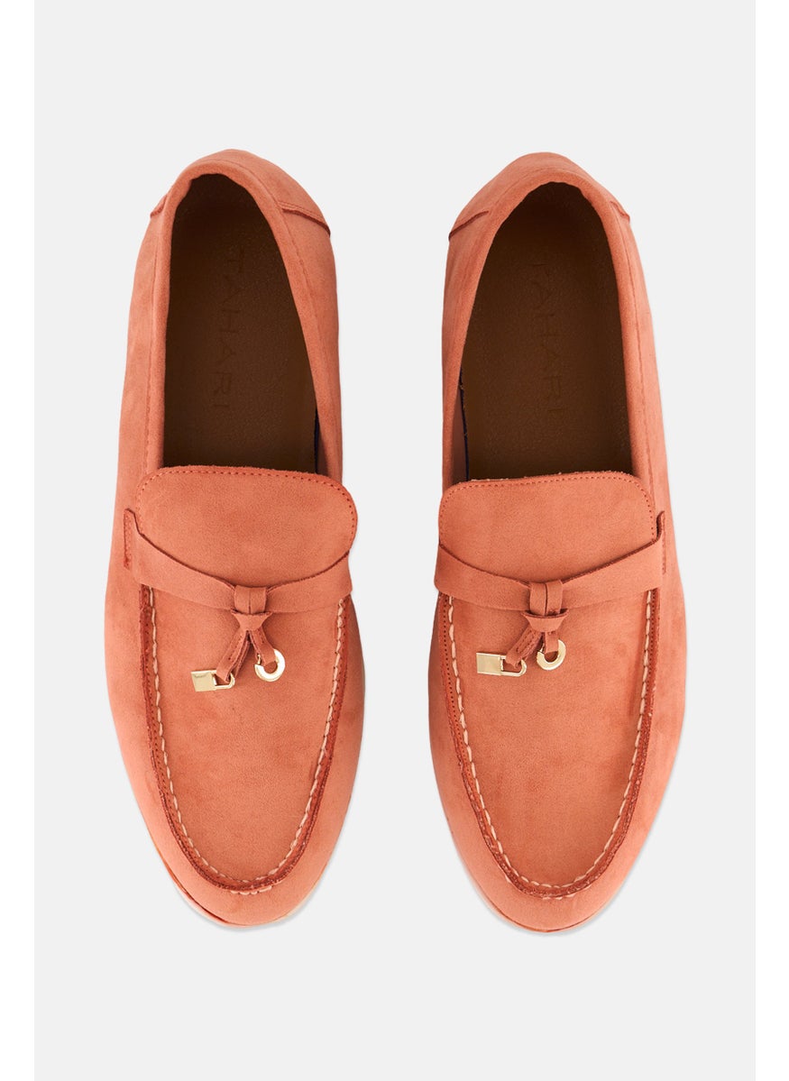 Tahari Women Slip On Suede Loafers, Orange  - Image 2