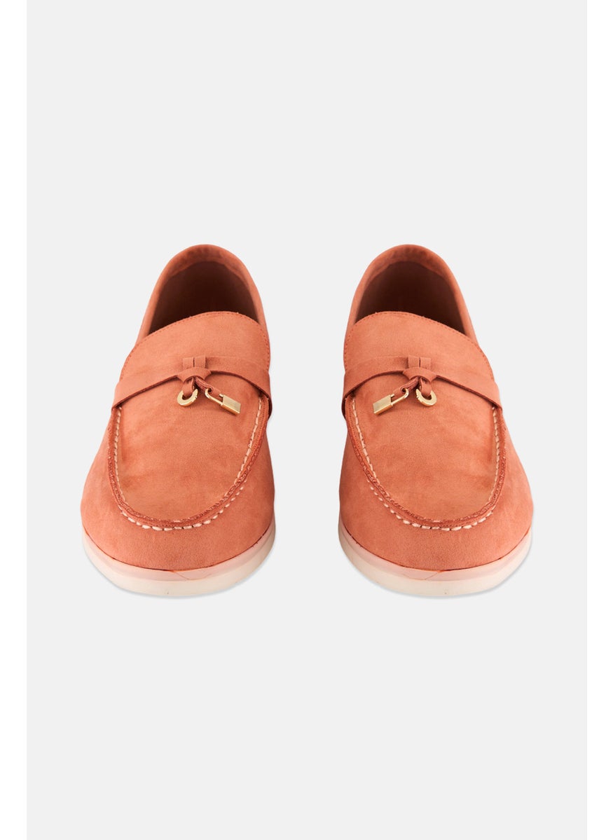 Tahari Women Slip On Suede Loafers, Orange  - Image 3